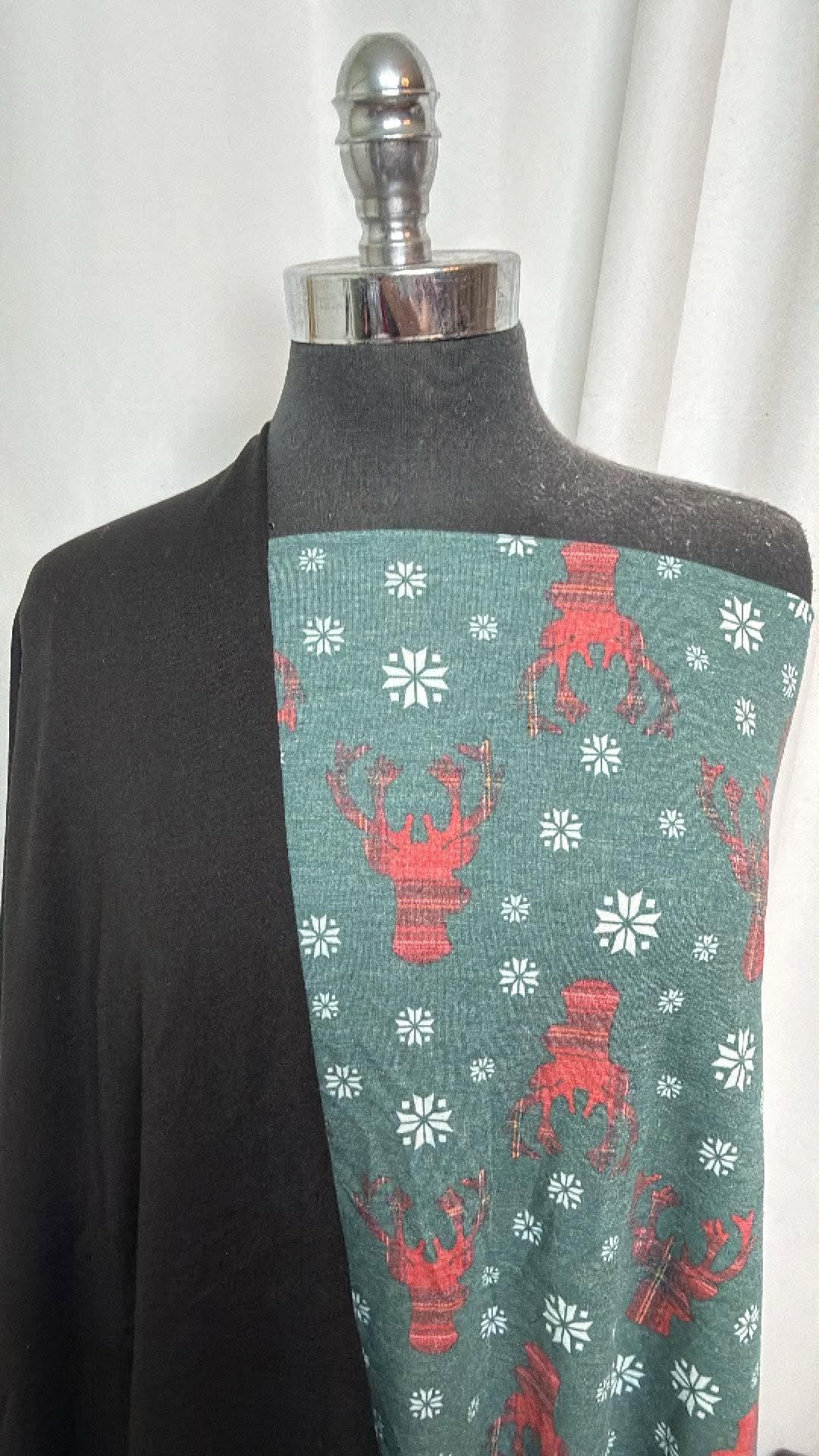 BLACK/SNOWFLAKE DEER BUNDLE :  1YD Black PRS FT & 1YD Snowflake Deer PRS FT : A30777