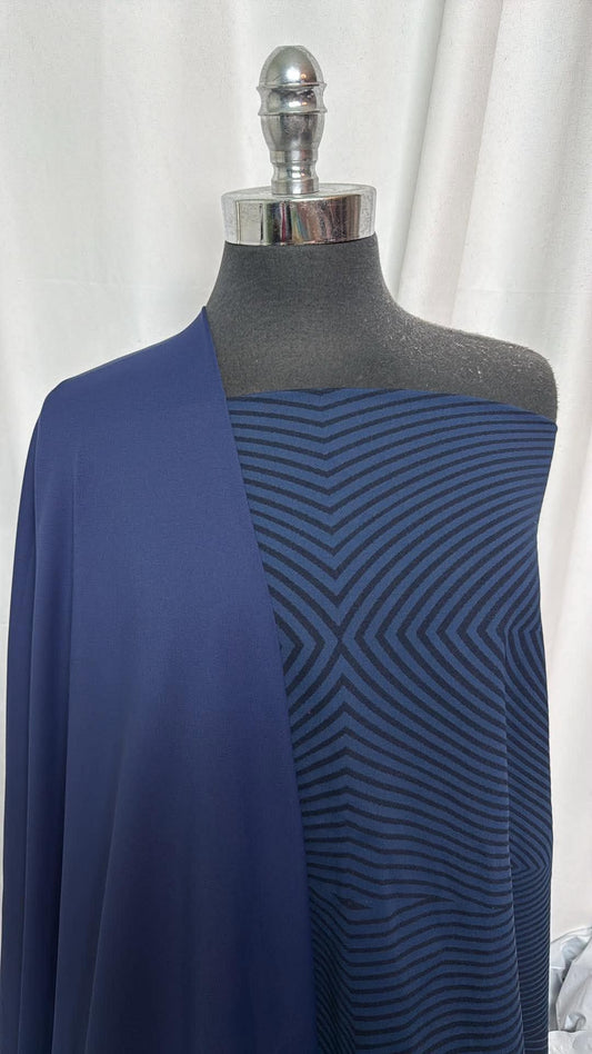 NAVY/BLACK GEO LINES BUNDLE : 2YD Navy Yoga PF & 2YD Navy/Black Geo Lines PF : A30687