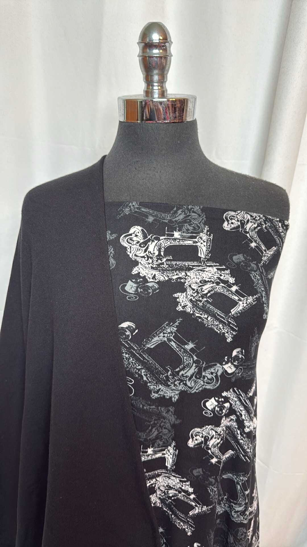 BLACK/SEWING BUNDLE : 1+YD Black Brushed Modal/Spandex FT & 3YD Sewing DBP : A28743