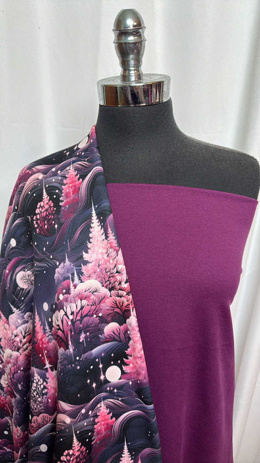 EGGPLANT/NIGHT PAISLEY BUNDLE : 2YD Eggplant Peached PF & 3YD Night Paisley P/S Fleece : A28200