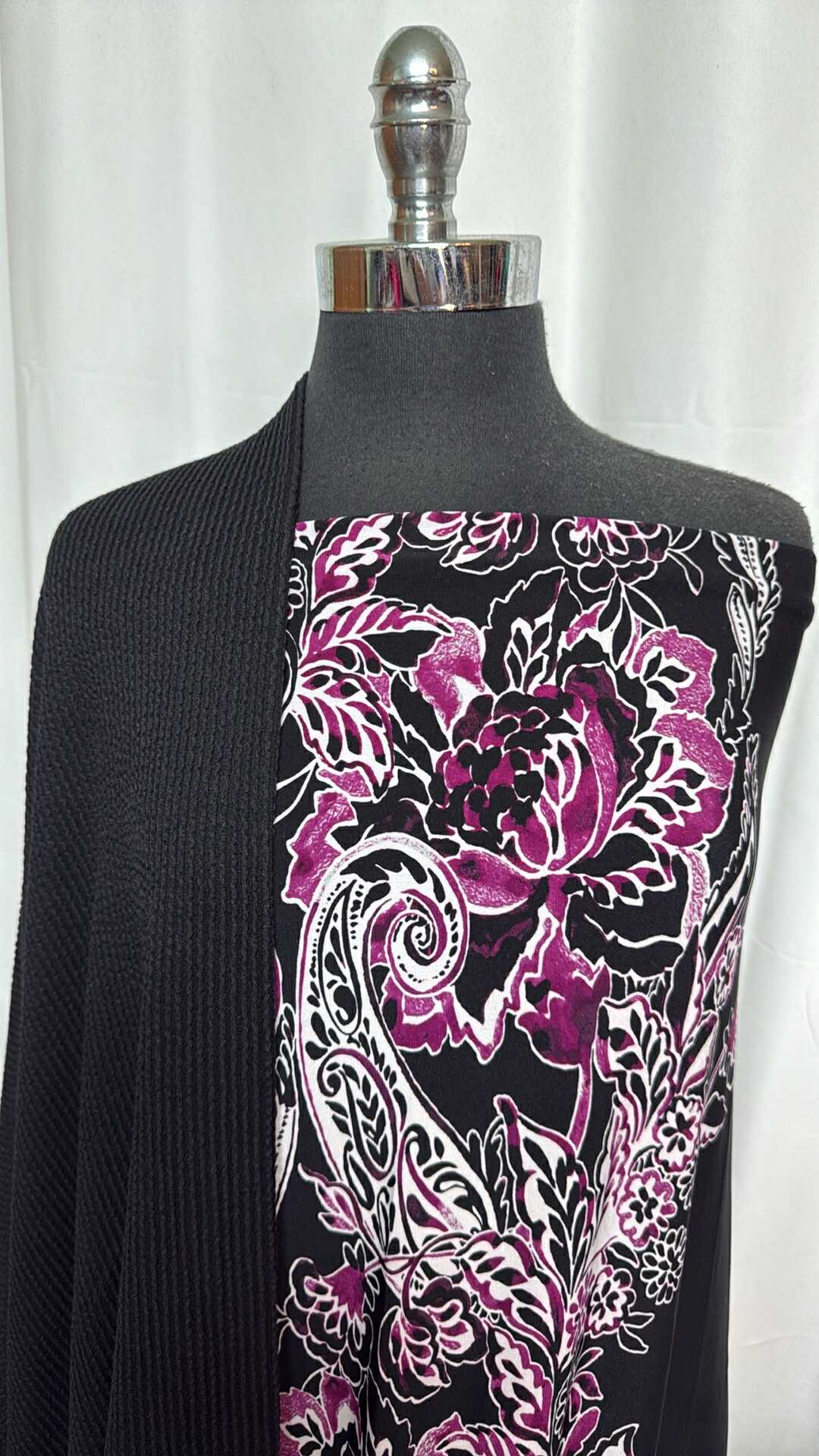 BLACK/PURPLE PANELS BUNDLE : 1+YD Black Rib & 2YD ITY Panels (Horizontal Print) : A29080