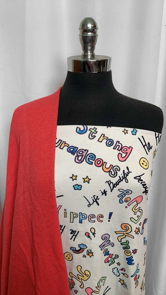 SOFT RED/WHITEBOARD BUNDLE : 2YD Whiteboard Words DBP & 1YD Soft Red Sweatshirt Fleece (72" Wide) : A25993