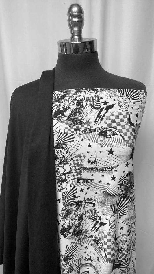 BLACK/ABSTRACT BUNDLE : 2YD Black 2-Tone Peached PF & 2YD Black/White Abstract PF : A25238