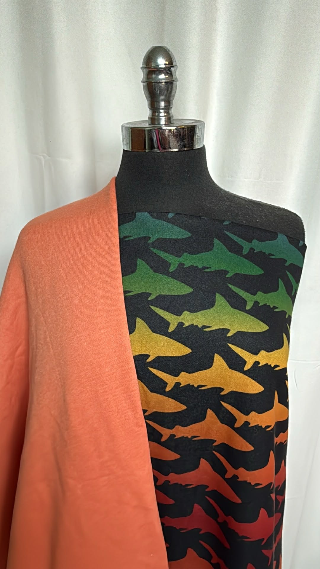 ORANGE/SHARK BUNDLE : 1+YD Shark Poly Fleece & 2YD Orange Sweatshirt Fleece (72" Wide) : A29383