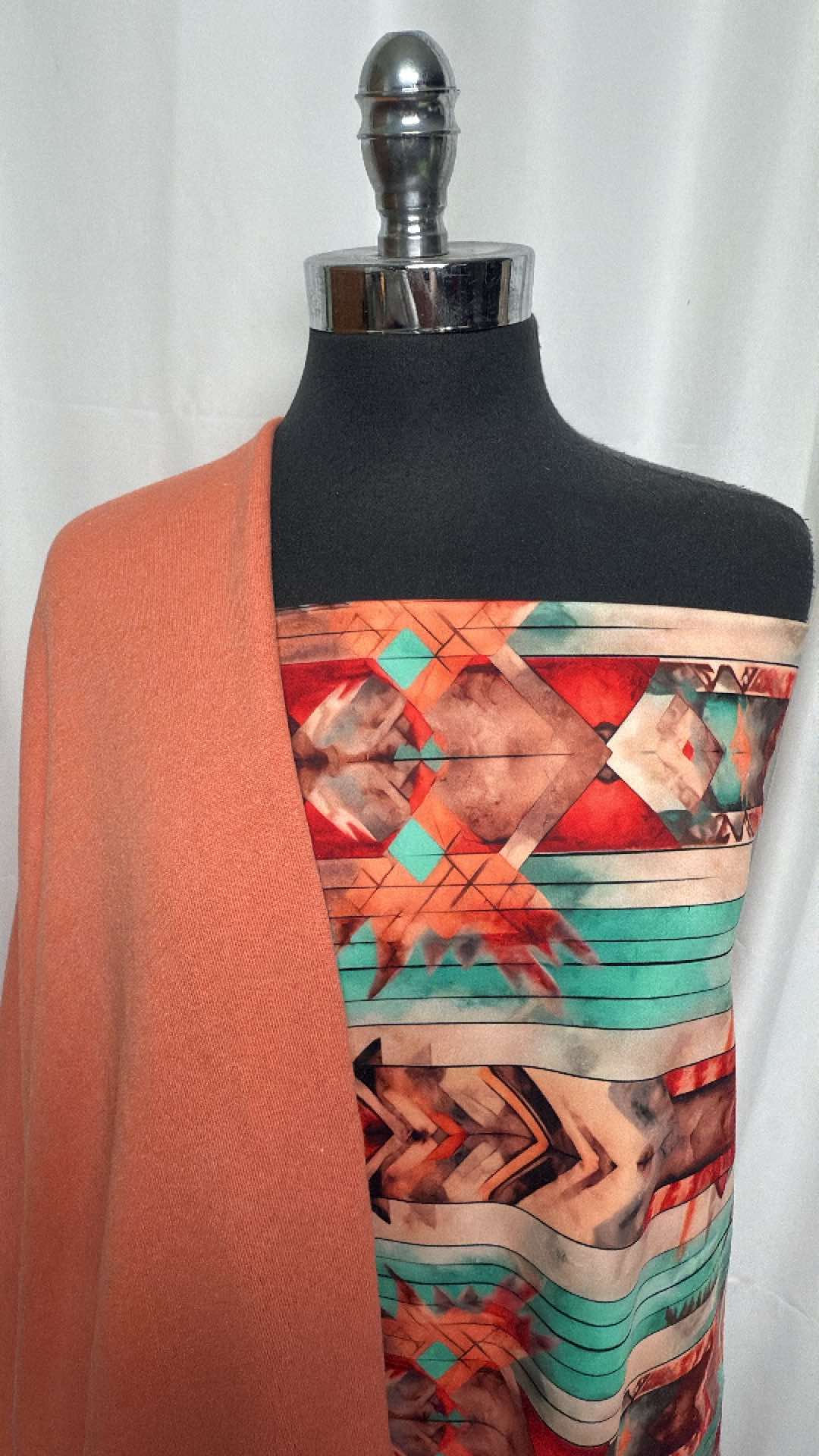 CORAL/SOUTHWEST BUNDLE : 2YD Southwest Peached PF & 2YD Coral Sweatshirt Fleece : A27356