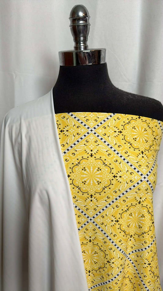 WHITE/YELLOW BANDANA BUNDLE : 1YD Yellow Bandana N/S & 1YD White N/S : A29912