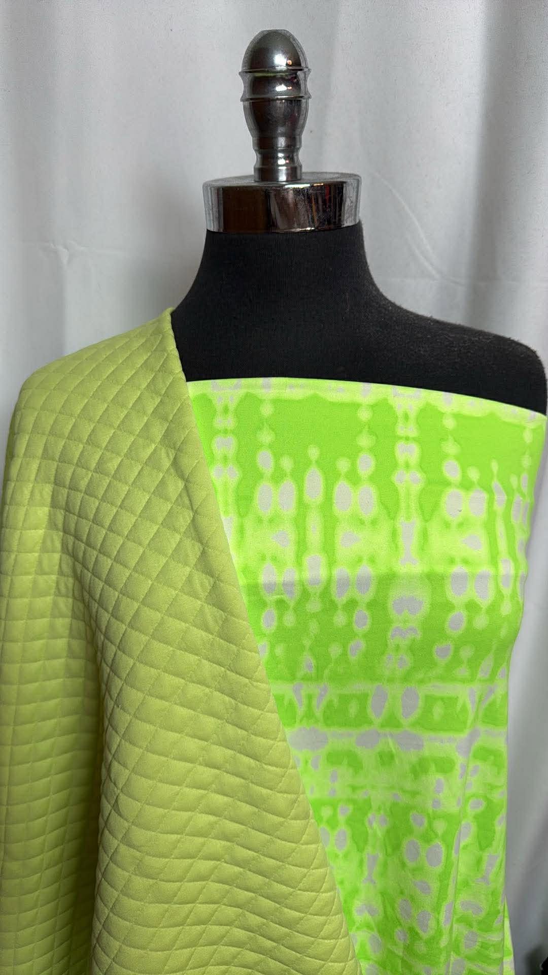 NEON/LIME QUILTED BUNDLE : 1YD Neon Tie Dye DBP & 1YD Lime Quilted : A30068