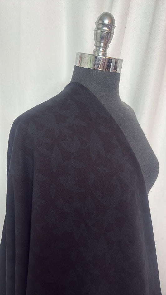 Black on Black Crosses - Heavy Cotton French Terry - 2 Yard Cut