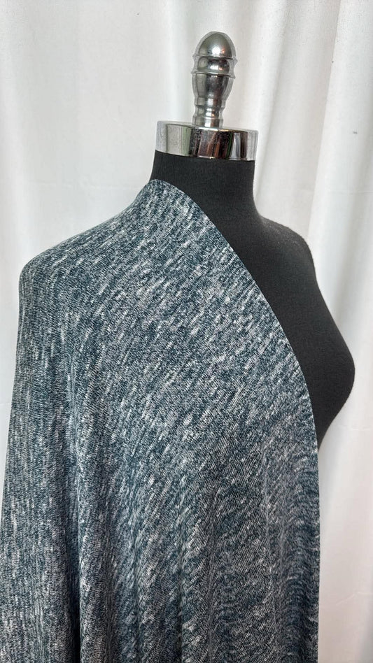 Blue/Ivory - Lightly-Brushed Loose Sweater Knit - 2 Yard Cut