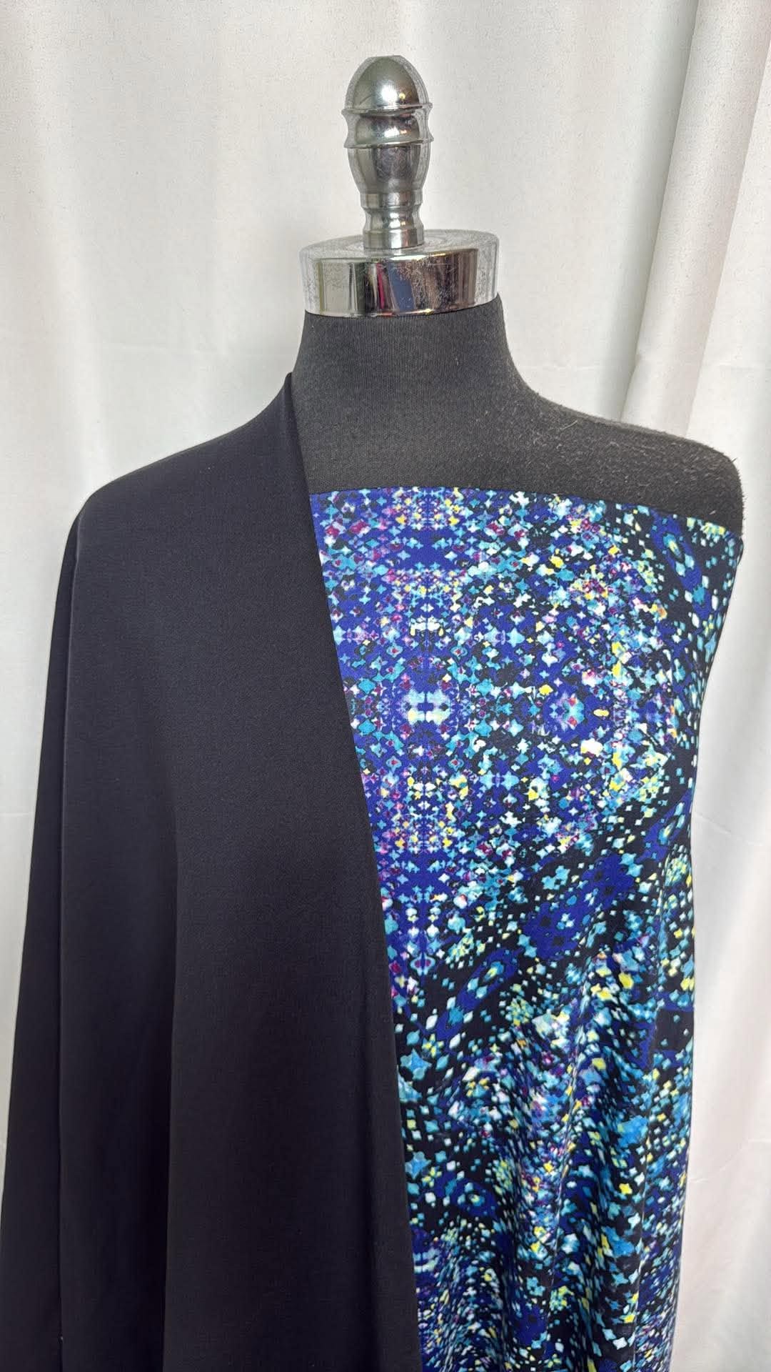 BLACK/BLUE GEO BUNDLE : 2YD Blue Geo Yoga PF & 2YD Black Supplex : A30598