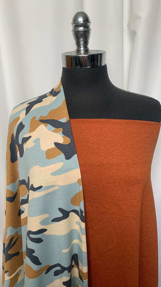 RUST/BLUE CAMO BUNDLE : 1YD Rust Peached PF & 2YD Blue Camo PRS FT : A25646