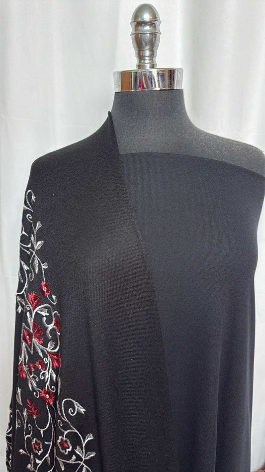 BLACK/EMBRODERED FLORAL BUNDLE : 2YD Black PF Rib & 2YD Embroidered Hacci SK : A29081