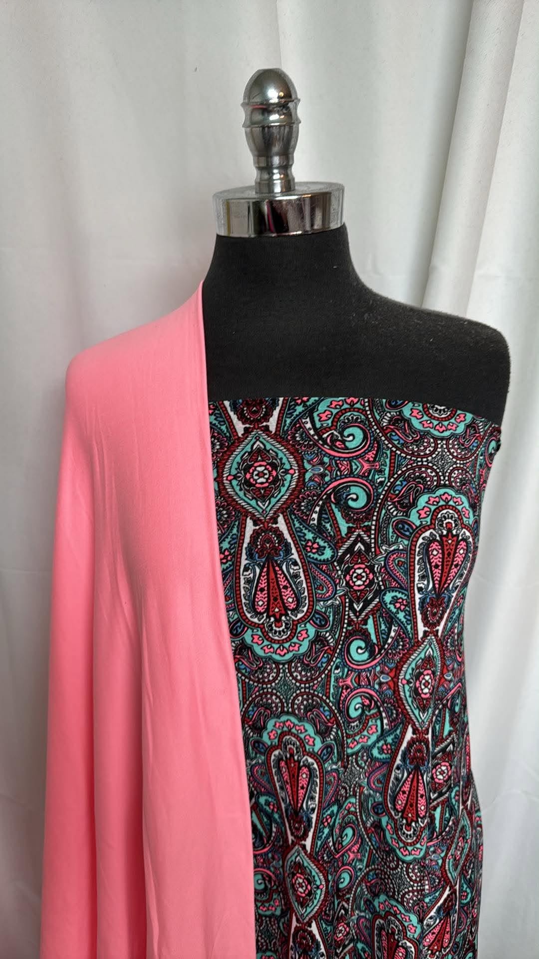 NEON PINK/ABSTRACT BUNDLE : 2YD Neon Pink DBP & 2YD Abstract Light-Weight ITY : A30634