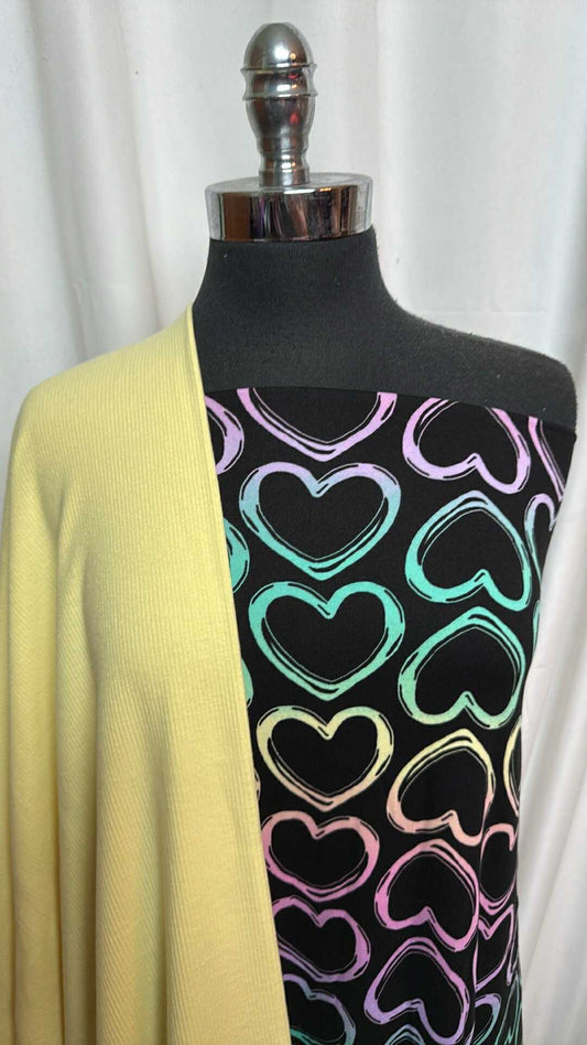 YELLOW/OMBRE HEARTS BUNDLE : 2YD Ombre Hearts DBP & 2YD Yellow Brushed C/S Rib : A28376