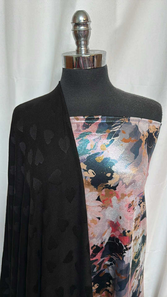 BLACK HEART/FOIL FLORAL BUNDLE : 2YD Black Heart Oakley SK & 2YD Floral Foil PF : A28431