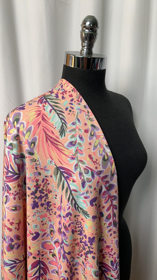 Pink Leaves - PRS French Terry - 2 Yard Cut