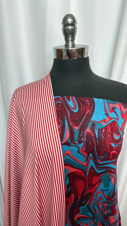RED STRIPE/SWIRL BUNDLE : 2YD Swirl DBP & 2YD Red Stripe N/S : A27581