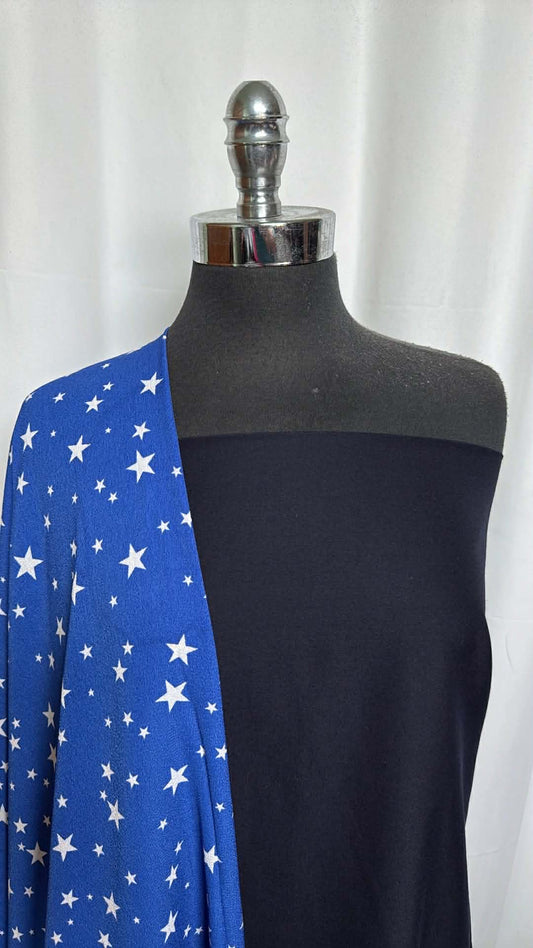 NAVY/BLUE STARS BUNDLE : 2YD Navy Suiting & 2YD Blue Stars Bubble Crepe : A29372