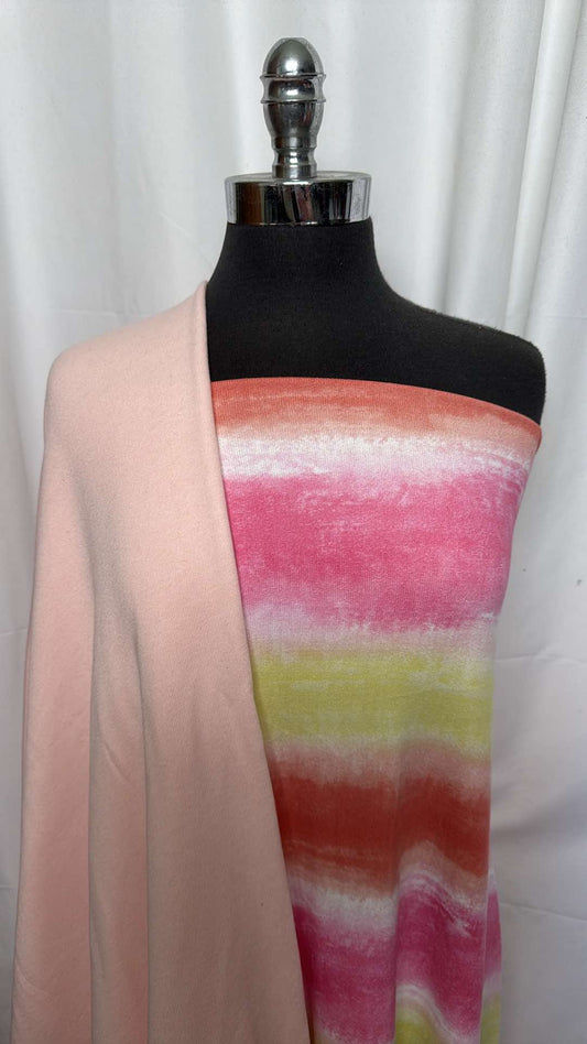 PINK/SUNSET STRIPE BUNDLE : 2YD Light Pink Sweatshirt Fleece & 2YD Sunset Stripe Oakley SK : A26116
