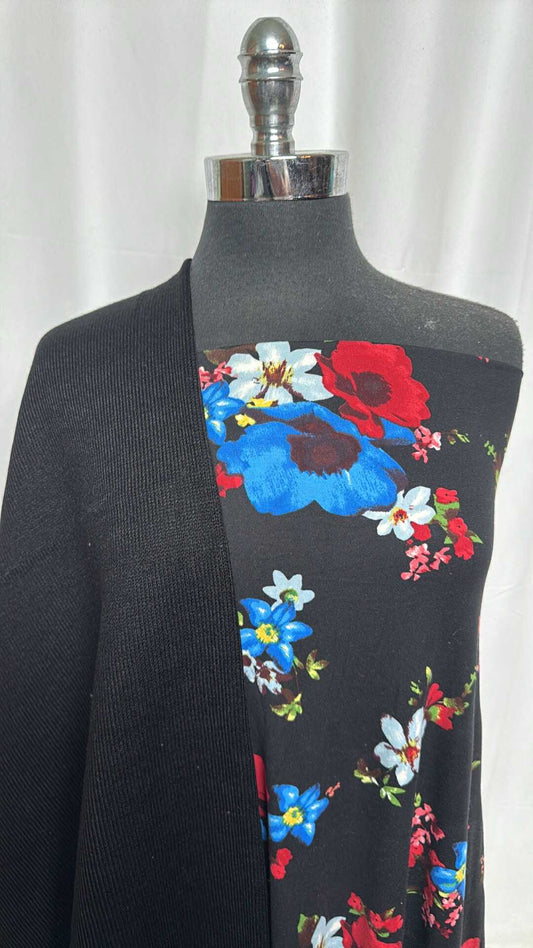 BLACK/FLORAL BUNDLE : 2YD Floral DBP & 2YD Black Heavy SK : A29207