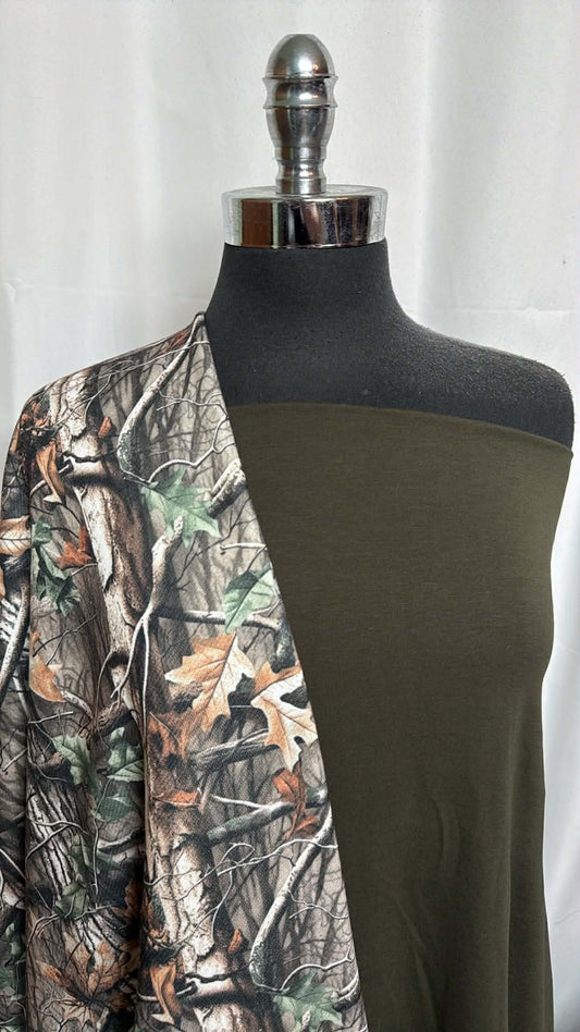 OLIVE/CAMO BUNDLE : 2YD Olive MVC & 1+YD Camo Heavy Cotton-Blend FT : A29622