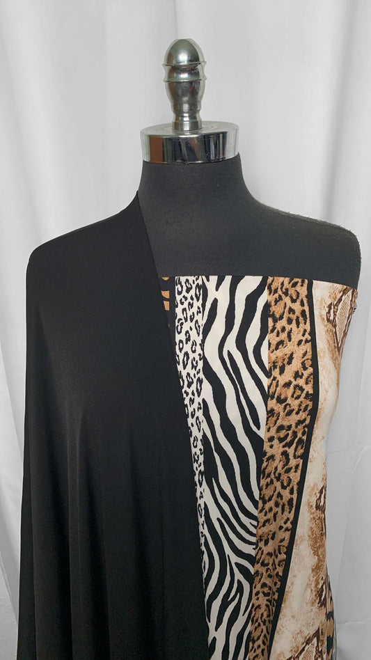 BLACK/ANIMAL STRIPE BUNDLE : 2YD Animal Stripe DBP & 2YD Black ITY : A25688