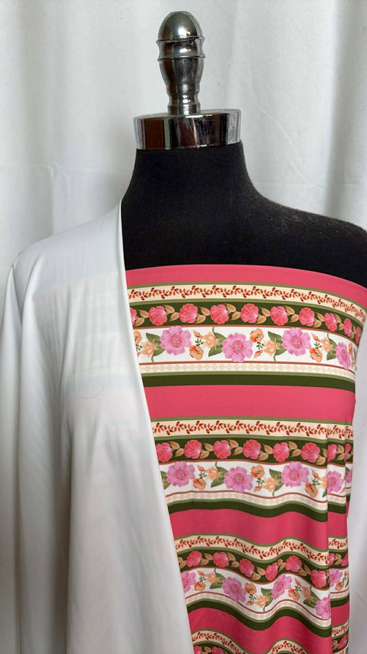 WHITE/STRIPE-FLORAL BUNDLE : 1+YD Stripe/Floral N/S & 1YD White N/S : A29925
