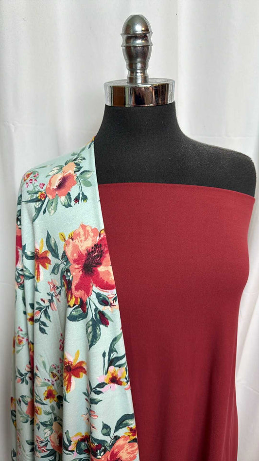 MARSALA/MINT FLORAL BUNDLE : 2YD Mint Floral FT & 2YD Marsala DBP : A27545
