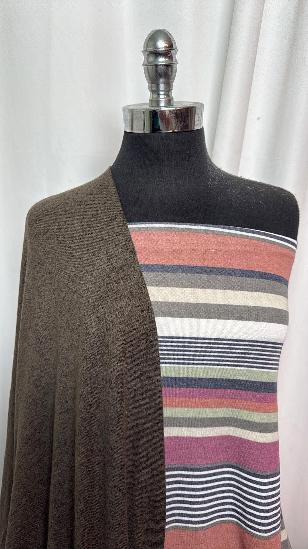HEATHER GREEN/STRIPE BUNDLE : 1+YD Stripe PRS FT & 2YD Heather Green Brushed Hacci SK : A31084