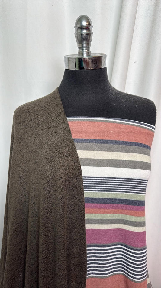 HEATHER GREEN/STRIPE BUNDLE : 1+YD Stripe PRS FT & 2YD Heather Green Brushed Hacci SK : A31084
