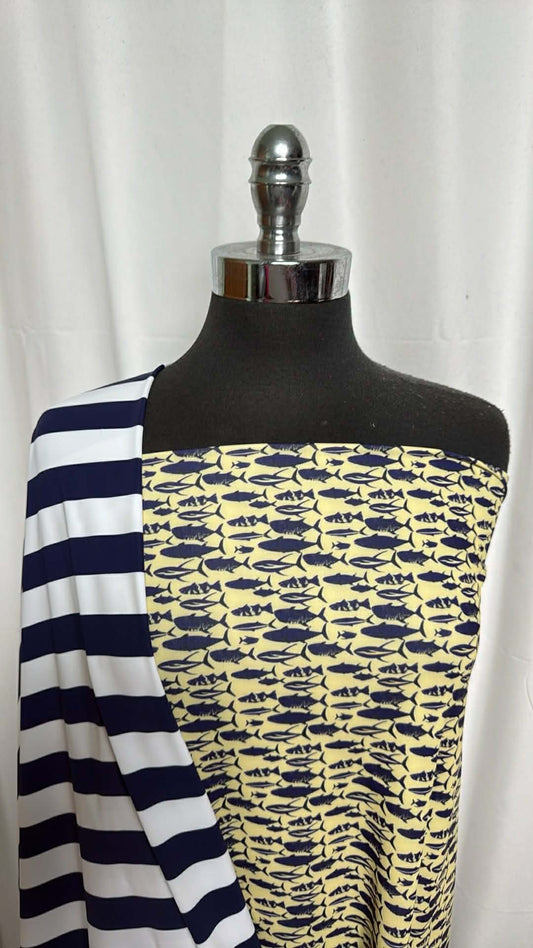 NAVY STRIPE/FISH BUNDLE : 2YD Navy Stripe N/S Swim & 2YD Fish N/S Swim : A29585