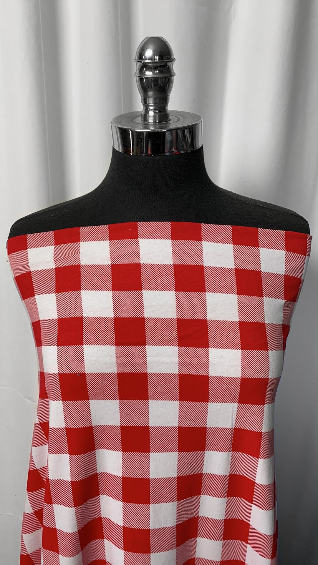 Red Plaid - 95/5 Light Weight Cotton/Spandex - By the yard
