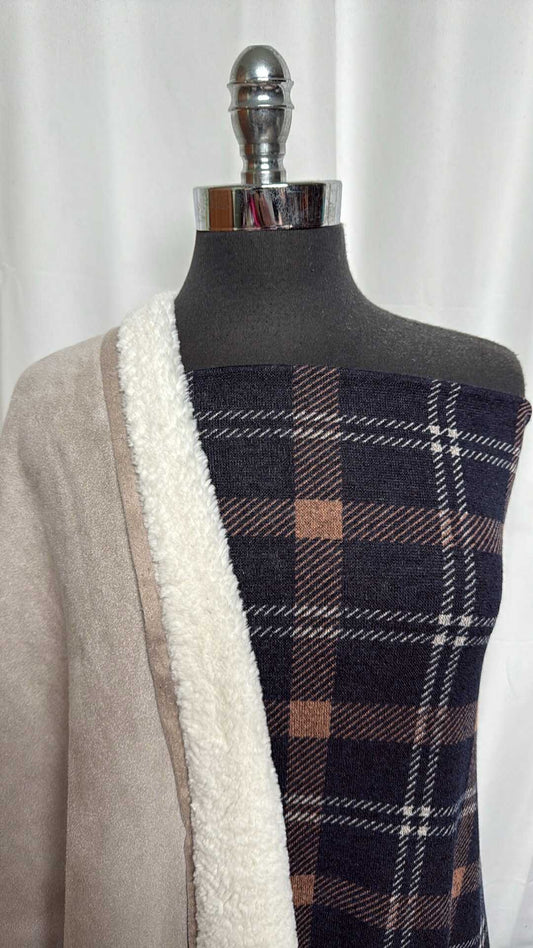 PLAID/SHERPA SUEDE BUNDLE : 2YD Plaid Hacci SK & 2YD Sherpa-Back Faux Suede : A29129