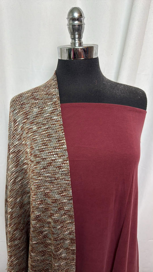 BURGUNDY CUPRO/SWEATER BUNDLE : 2YD Burgundy Cupro & 2YD Light-Weight Sweater : A30442