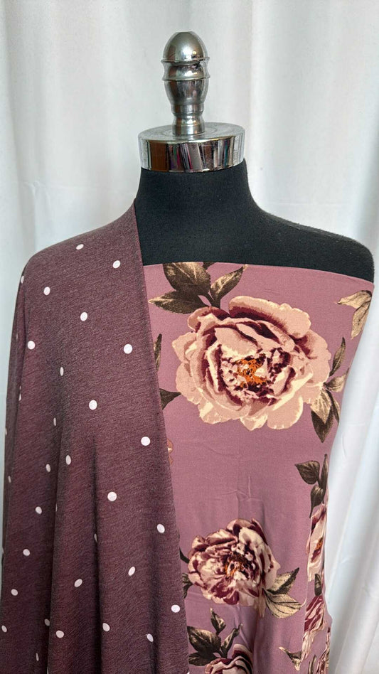 POLKA DOT/FLORAL BUNDLE : 2YD Polka Dot PRS Jersey & 2YD Floral DBP : A28594