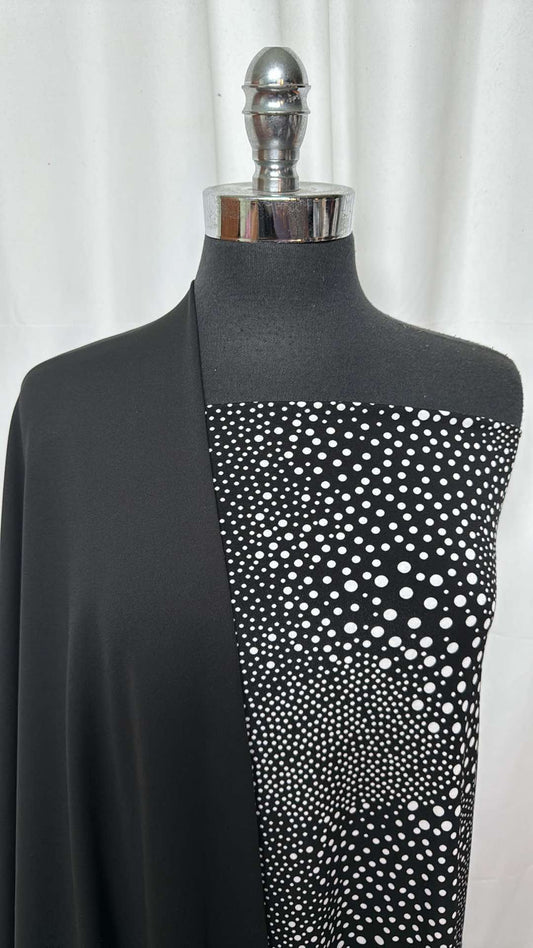 BLACK/WHITE MINI DOT BUNDLE : 2YD Black Yoga PF & 1+YD Black/White Mini Dot ITY : A26799