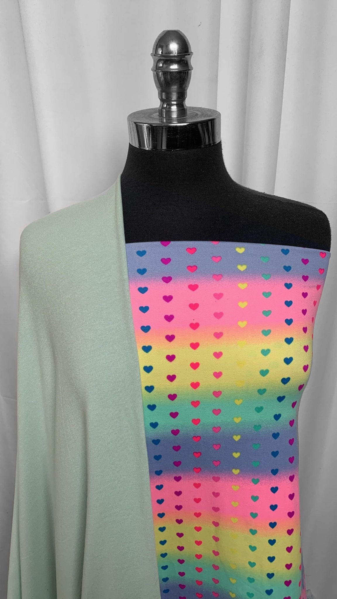 MINT/OMBRE STRIPE HEARTS BUNDLE : 2YD Ombre Stripe Hearts DBP & 1.5YD Mint Brushed SK : A25562