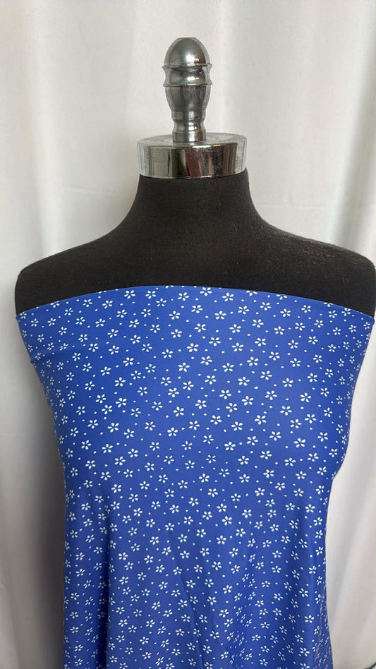 Blue Ditsy Floral - Designer Nylon/Spandex Swim - 1 Yard Cut