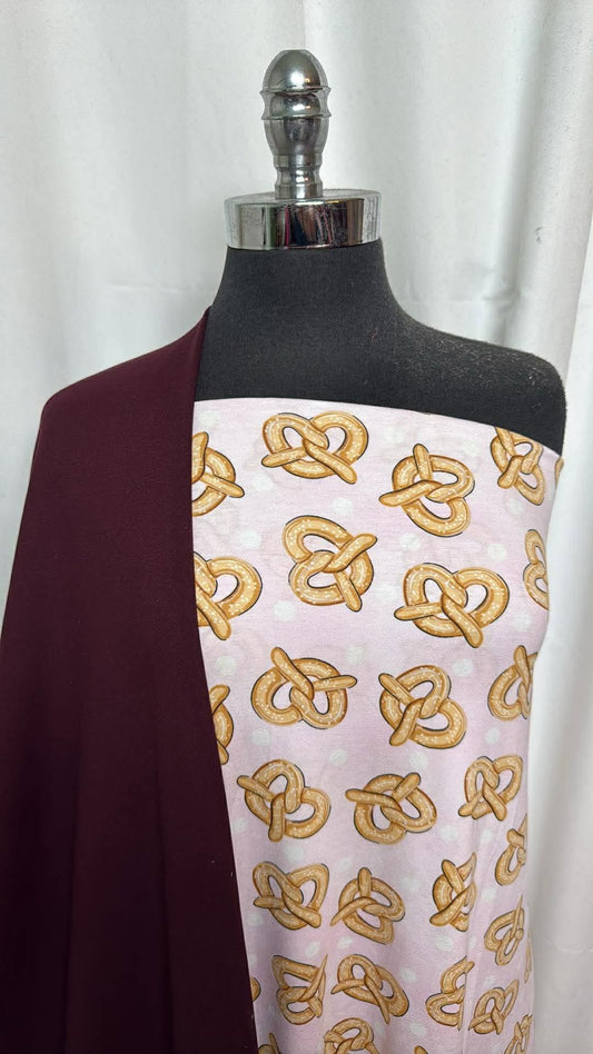 WINE/PRETZEL BUNDLE : 2YD Pretzel Modal/Spandex & 2YD Wine Brushed PF : A30394