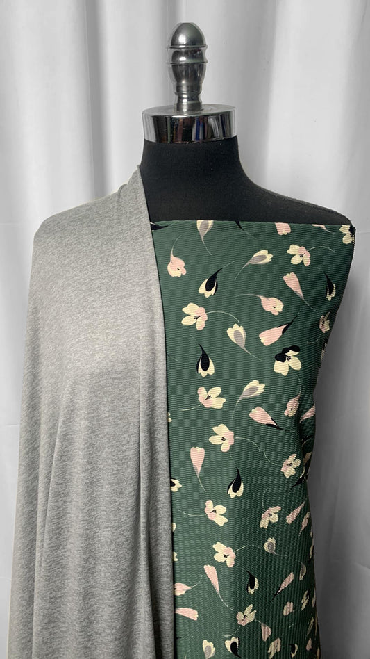 TEXTURED FLORAL BUNDLE : 66" Floral Textured N/S & 2YD Heather Grey Featherweight PF : A2380