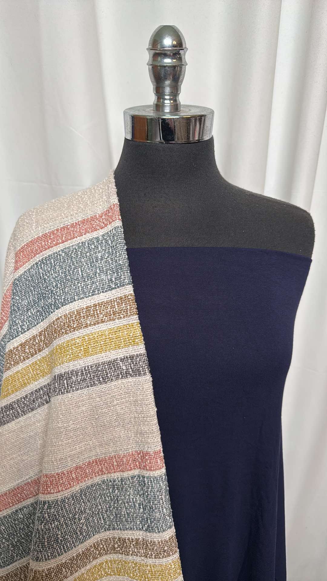 NAVY/STRIPE BUNDLE : 2YD Navy Bamboo Cotton & 2YD Stripe Cotton-Blend DK : A26295