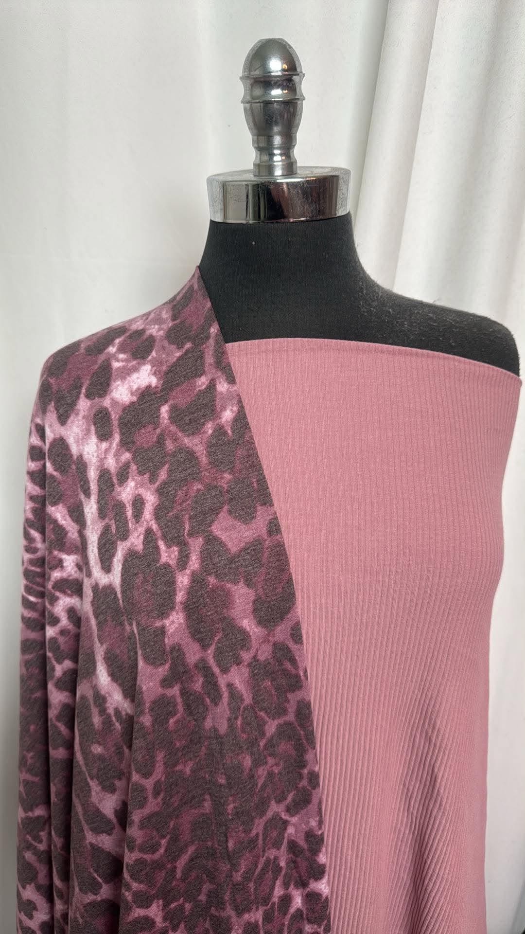 MAUVE LEOPARD BUNDLE : 2YD Mauve C/S Rib & 2YD Mauve Leopard PRS FT : A30916