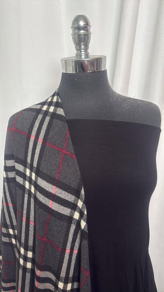 BLACK/PLAID BUNDLE : 2YD Plaid Hacci SK & 2.5YD Black Modal : A30886