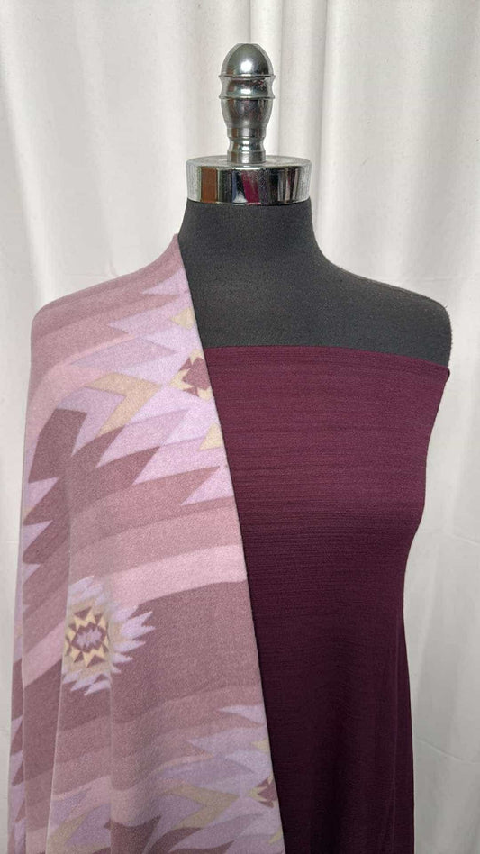 SOUTHWEST/PLUM BUNDLE : 2YD Southwest Brushed Hacci SK & 2YD Plum Ice Slub R/S : A26544