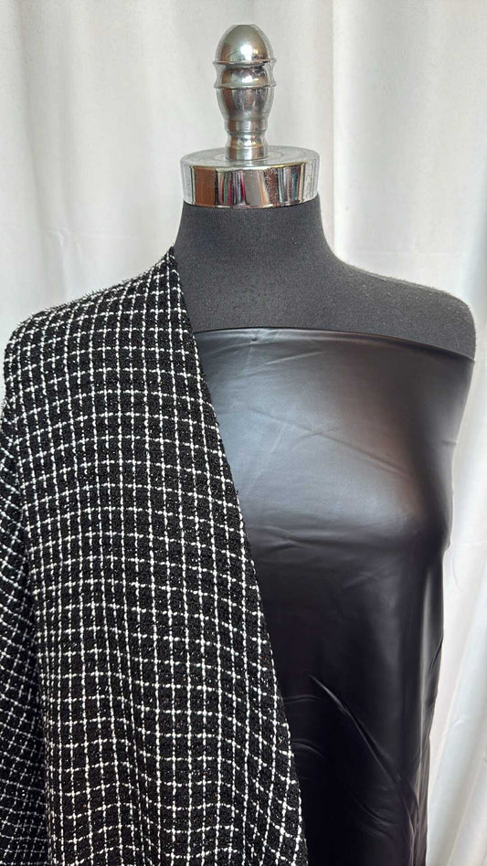 BLACK FOIL/TEXTURED WOVEN BUNDLE : 4YD Heavy Textured Woven w/Lurex & 2YD Black 4-Way PF w/Foil : A28612