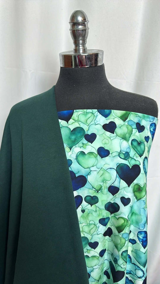 FIR/EMERALD AFFECTION BUNDLE : 1+YD Emerald Affection Single-Brushed PF & 3YD Fir Peached-Face Sweatshirt Fleece : A29707