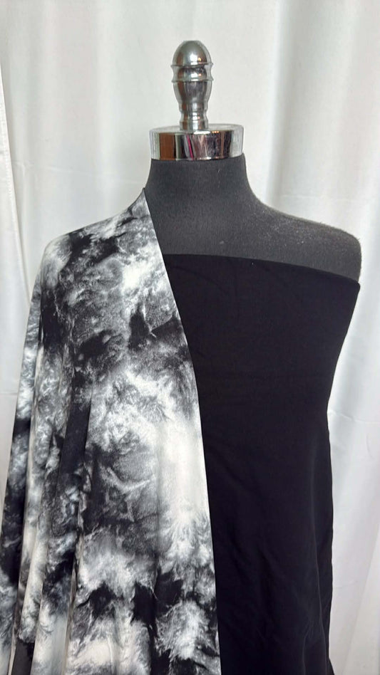 BLACK/WHITE TIE DYE BUNDLE : 3YD Black Heavy C/S FT & 2YD Black/White Tie Dye Oakley SK : A29444