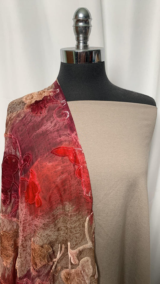 TAUPE/EMBELLISHED BUNDLE : 2YD Taupe Peached PF & 2YD Velvet Embellished Chiffon : A2134