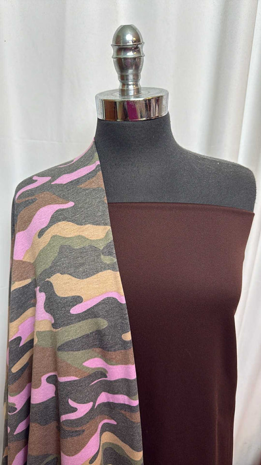 DARK BROWN/CAMO BUNDLE : 2YD Dark Brown Poly Fleece & 2YD Camo PRS FT : A27973