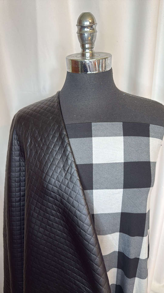 PLAID/BLACK QUILTED BUNDLE : 2YD Black Foil Quilted & 2YD Grey/Black Plaid DBP : A26721